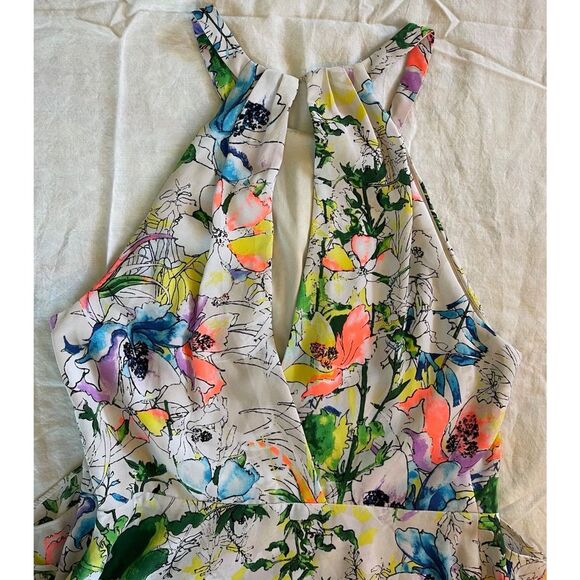 Express Floral Halter Dress | Watercolor Print, A Line Fit & Flare | Size 8 - Picture 7 of 12